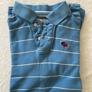 Abercrombie boys light blue striped pique polo shirt (L 13-14)